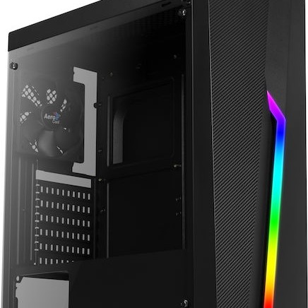 Aerocool Bolt Gaming Midi Tower Κουτί Υπολογιστή με Πλαϊνό Παράθυρο και RGB Φωτισμό Μαύρο