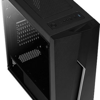 Aerocool Bolt Gaming Midi Tower Κουτί Υπολογιστή με Πλαϊνό Παράθυρο και RGB Φωτισμό Μαύρο