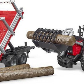 Bruder Massey Ferguson & Frontloader and Timber Trailer Τρακτέρ