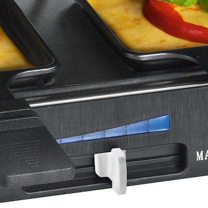 Clatronic Επιτραπέζια Ηλεκτρική Ψησταριά Raclette Αλουμινίου Λείας και Αυλακωτής Πλάκας 1400W Ανοξείδωτη 46x23εκ.