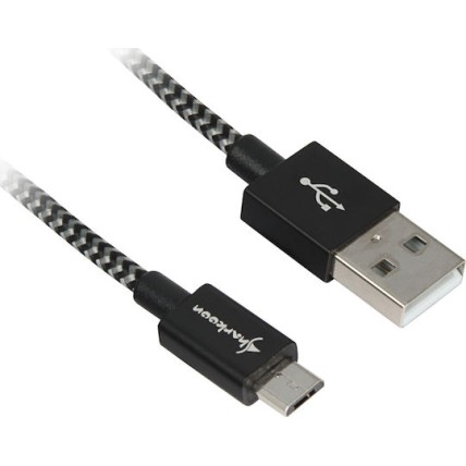 Sharkoon Braided USB 2.0 to micro USB Cable Γκρι 2m 1τμχ