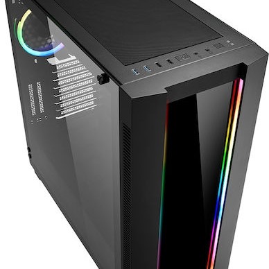 Sharkoon Elite Shark CA200G Gaming Midi Tower Κουτί Υπολογιστή με Πλαϊνό Παράθυρο και RGB Φωτισμό Μαύρο