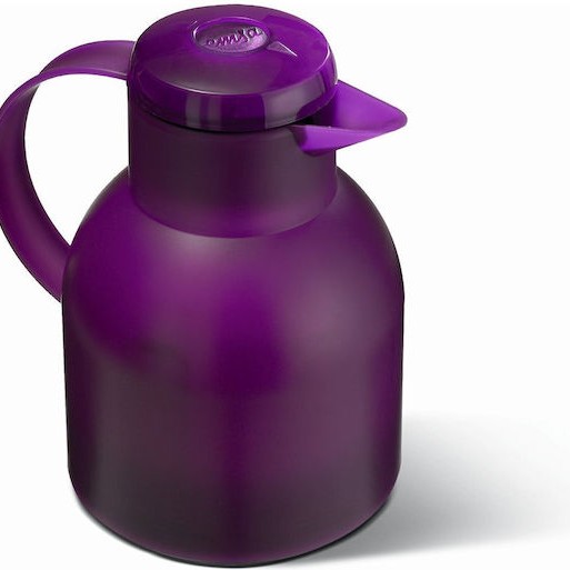Emsa Samba Vacuum Jug Quick Press Κανάτα Θερμός Πλαστικό 1lt Μωβ με Λαβή