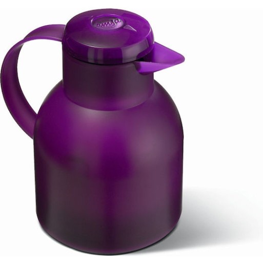 Emsa Samba Vacuum Jug Quick Press Κανάτα Θερμός Πλαστικό 1lt Μωβ με Λαβή