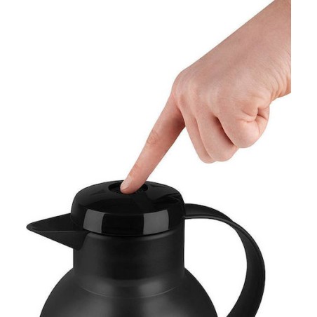 Emsa Samba Vacuum Jug Quick Press Κανάτα Θερμός Πλαστικό 1lt Μαύρο με Λαβή
