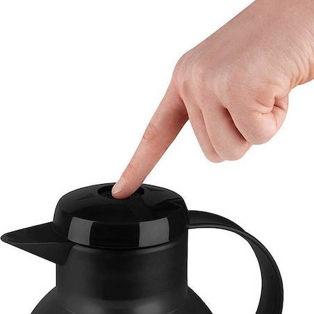 Emsa Samba Vacuum Jug Quick Press Κανάτα Θερμός Πλαστικό 1lt Μαύρο με Λαβή
