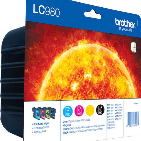 Brother LC980 Multipack Γνήσιο Πακέτο Μελανιών Εκτυπωτή InkJet Πολλαπλό (Color) (LC-980VALBPDR)