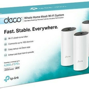 TP-LINK Deco M4 v2 WiFi Mesh Network Access Point Wi‑Fi 5 Dual Band (2.4 & 5GHz) σε Τριπλό Kit