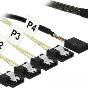 DeLock Mini SAS - 4x 7-Pin SATA II / 8 pin Cable 1m Πράσινο (85732)