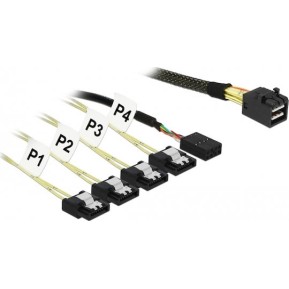 DeLock Mini SAS - 4x 7-Pin SATA II / 8 pin Cable 1m Πράσινο (85732)