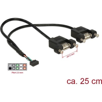 DeLock USB 2.0 female - 2x USB 2.0 female