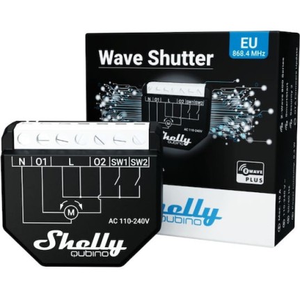 Shelly Qubino Wave Shutter Smart Ενδιάμεσος Διακόπτης με Σύνδεση Z-Wave