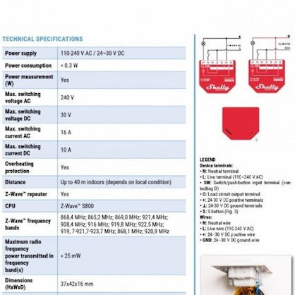 Shelly Wave 1PM Ενδιάμεσος Διακόπτης