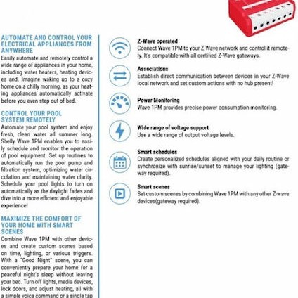 Shelly Wave 1PM Ενδιάμεσος Διακόπτης