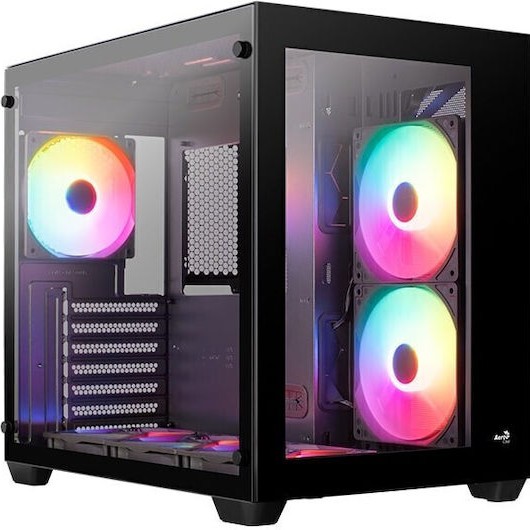 Aerocool Dryft-BK-v2 Mini Tower Κουτί Υπολογιστή με Πλαϊνό Παράθυρο και RGB Φωτισμό Μαύρο
