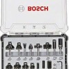 Bosch Σετ Φρέζες Καρβιδίου για Διαμόρφωση Αυλακώσεων σε Ξύλο 8mm με Οδηγό και Ρουλεμάν 15τμχ