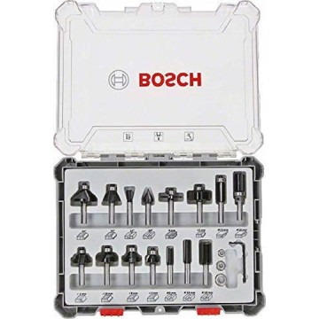 Bosch Σετ Φρέζες Καρβιδίου για Διαμόρφωση Αυλακώσεων σε Ξύλο 8mm με Οδηγό και Ρουλεμάν 15τμχ