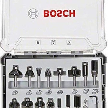 Bosch Σετ Φρέζες Καρβιδίου για Διαμόρφωση Αυλακώσεων σε Ξύλο 8mm με Οδηγό και Ρουλεμάν 15τμχ