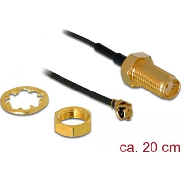 DeLock Καλώδιο Ομοαξονικό RP-SMA Male - MHF 0,2m Γκρι (88419)