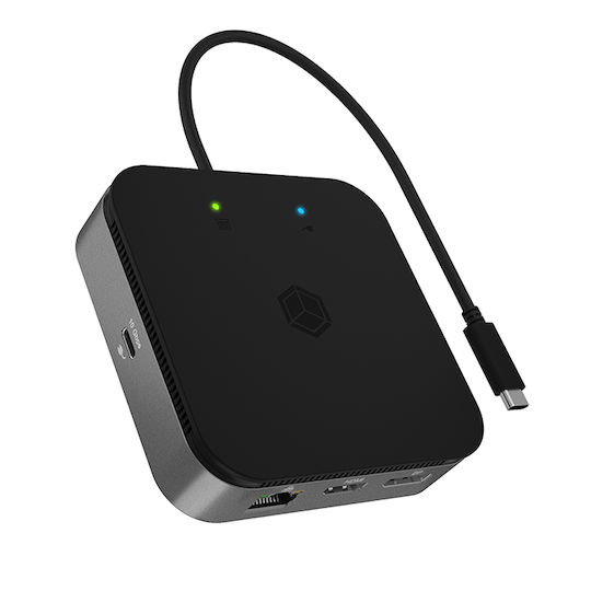 Icy Box USB-C Docking Station με HDMI/DisplayPort 4K PD Ethernet και σύνδεση 2 Οθονών Μαύρο (IB-DK408-C41)