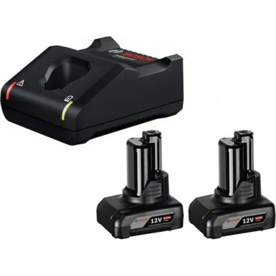 Bosch Σετ 2 Μπαταριών Εργαλείου Λιθίου 12V Χωρητικότητας 6Ah με Φορτιστή GAL 12V-40