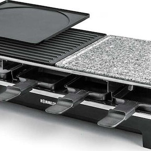 Rommelsbacher RCS 1350 Επιτραπέζια Ηλεκτρική Ψησταριά Raclette Λείας και Αυλακωτής Πλάκας 1350W με Ρυθμιζόμενο Θερμοστάτη 48.5x23.3εκ.