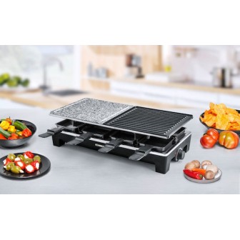 Rommelsbacher RCS 1350 Επιτραπέζια Ηλεκτρική Ψησταριά Raclette Λείας και Αυλακωτής Πλάκας 1350W με Ρυθμιζόμενο Θερμοστάτη 48.5x23.3εκ.