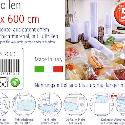Rommelsbacher VRS 2060 Σαγρέ Σακούλες για Συσκευές Vacuum 200mm x 6m 2 Ρολά