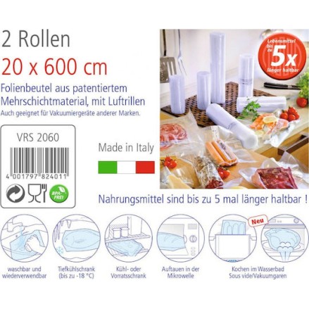 Rommelsbacher VRS 2060 Σαγρέ Σακούλες για Συσκευές Vacuum 200mm x 6m 2 Ρολά