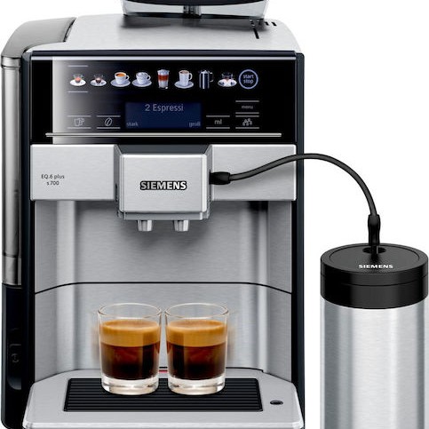 Siemens Eq.6 Αυτόματη Μηχανή Espresso 1500W Πίεσης 19bar για Cappuccino με Μύλο Άλεσης Μαύρη