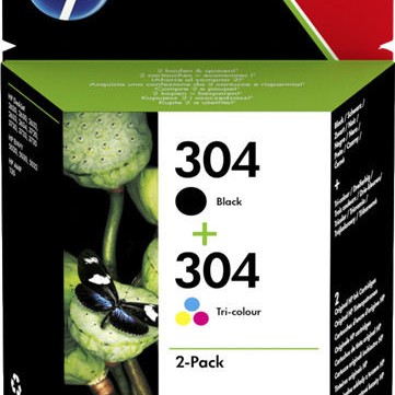 HP 304 Γνήσιο Πακέτο 2 Μελανιών Εκτυπωτή InkJet Πολλαπλό (Color) / Μαύρο (3JB05AE)