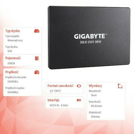 Gigabyte SSD 256GB 2.5'' SATA III