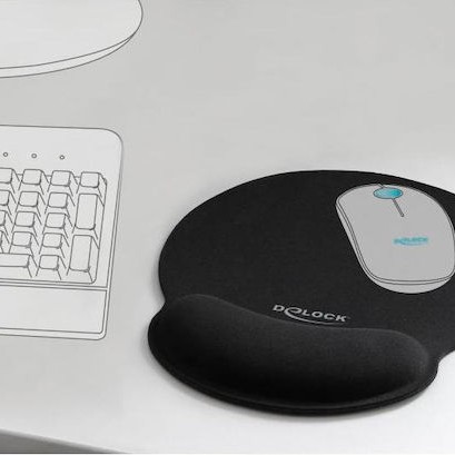 DeLock 12559 Mouse Pad 252mm με Στήριγμα καρπού Μαύρο