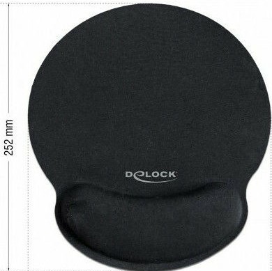 DeLock 12559 Mouse Pad 252mm με Στήριγμα καρπού Μαύρο