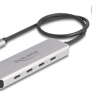DeLock USB 3.0 Hub 4 Θυρών με σύνδεση USB-C Γκρι