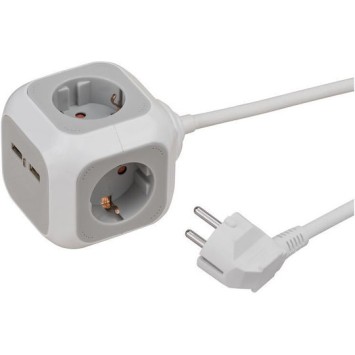 Brennenstuhl PowerCube 4 Θέσεων με 2 USB-A και Καλώδιο 1.4m Γκρι