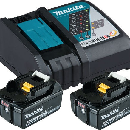 Makita Σετ 2 Μπαταριών Εργαλείου Λιθίου 18V Χωρητικότητας 6Ah με Φορτιστή DC18RC