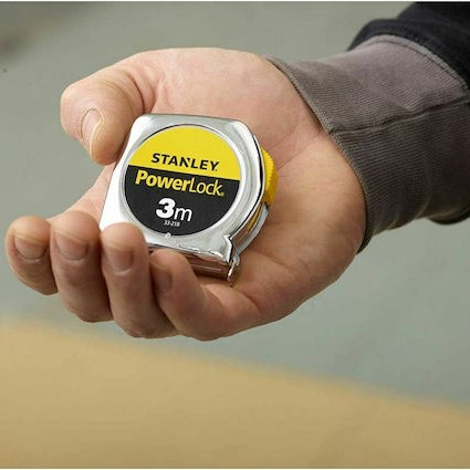 Stanley Powerlock Μετροταινία με Αυτόματη Επαναφορά 13mm x 3m