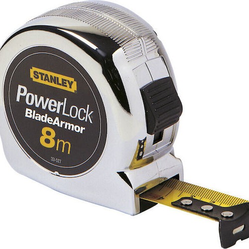 Stanley Powerlock Μετροταινία με Αυτόματη Επαναφορά 25mm x 8m