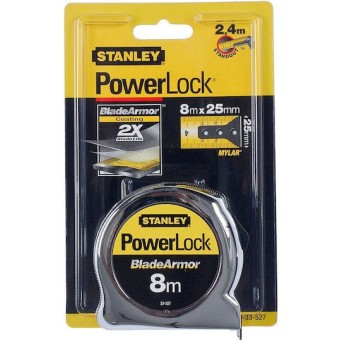 Stanley Powerlock Μετροταινία με Αυτόματη Επαναφορά 25mm x 8m
