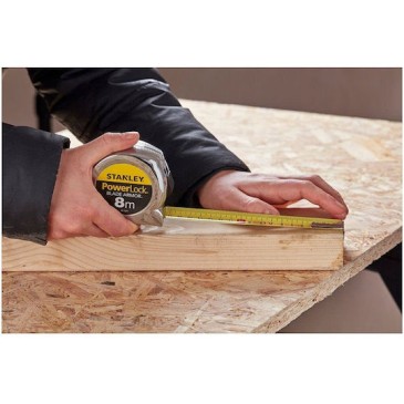 Stanley Powerlock Μετροταινία με Αυτόματη Επαναφορά 25mm x 8m