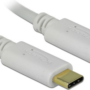 DeLock USB 2.0 Cable USB-C male - USB-C 100W Λευκό 0.15m (85357)