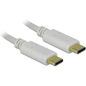 DeLock USB 2.0 Cable USB-C male - USB-C 100W Λευκό 0.15m (85357)