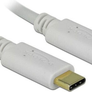 DeLock USB 2.0 Cable USB-C male - USB-C 100W Λευκό 0.15m (85357)