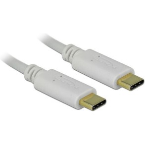 DeLock USB 2.0 Cable USB-C male - USB-C 100W Λευκό 0.15m (85357)