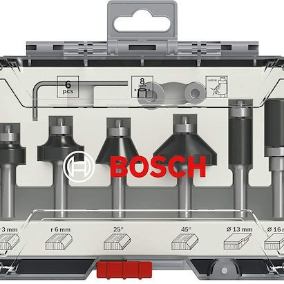 Bosch Σετ Φρέζες Καρβιδίου για Διαμόρφωση Αυλακώσεων σε Ξύλο 8mm 6τμχ