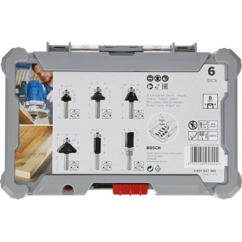 Bosch Σετ Φρέζες Καρβιδίου για Διαμόρφωση Αυλακώσεων σε Ξύλο 8mm 6τμχ