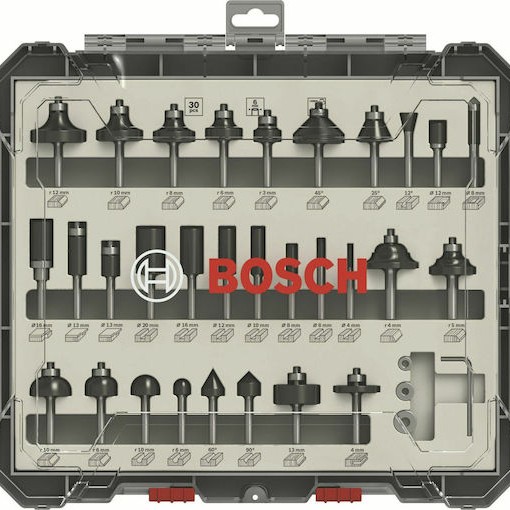 Bosch Σετ Φρέζες Καρβιδίου για Διαμόρφωση Ακμών σε Μέταλλο \ Ξύλο 6mm με Ρουλεμάν 30τμχ