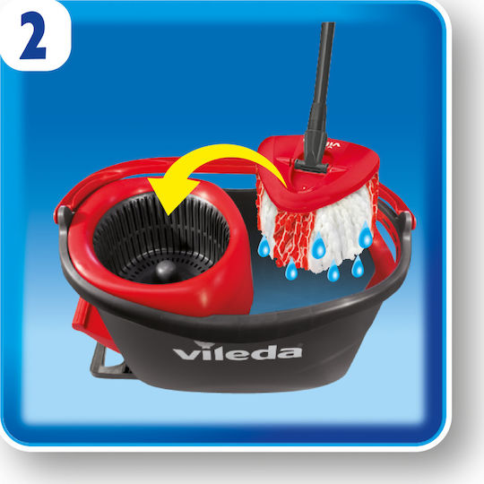 Vileda Περιστρεφόμενη Σετ Κουβάς με Σφουγγαρίστρα με Μικροίνες Easy Wring & Clean Turbo 151153