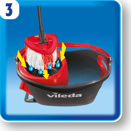 Vileda Περιστρεφόμενη Σετ Κουβάς με Σφουγγαρίστρα με Μικροίνες Easy Wring & Clean Turbo 151153